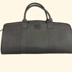 Charcoal Black Leather Travel Bag