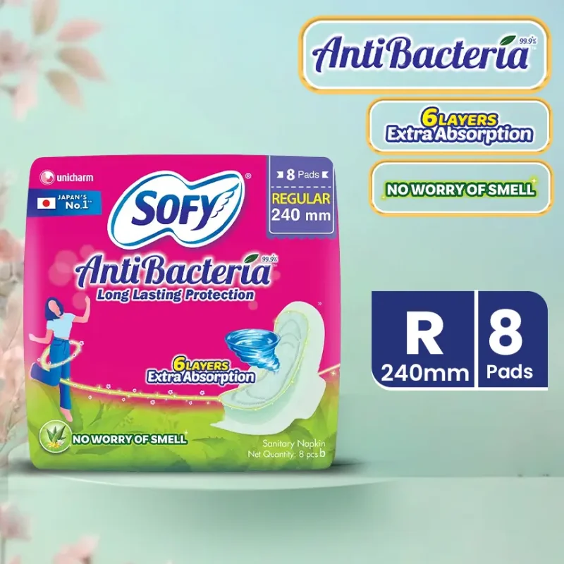Sofy Antibacteria Sanitary Napkin (240mm) Regular - 8Pads