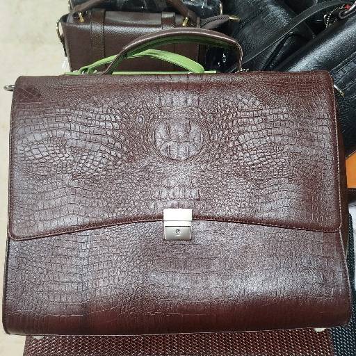 Leather Office Bag- Crocodile Dise