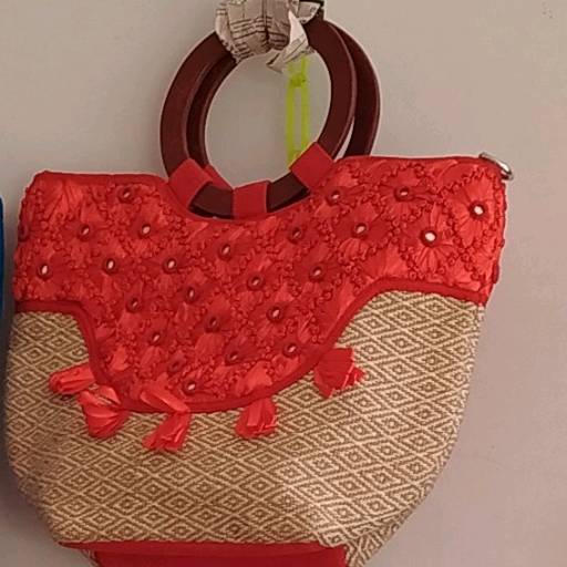 Jute Ladies Bag - Red Designing