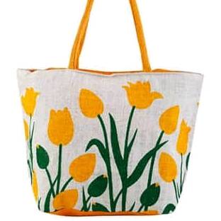 Handmade printed jute ladies bag