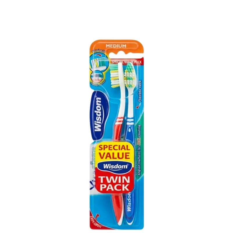 Wisdom Xtra Clean Medium Toothbrush - Twin Pack