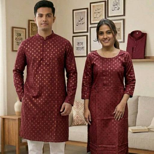 Panjabi Three Piece Couple Set