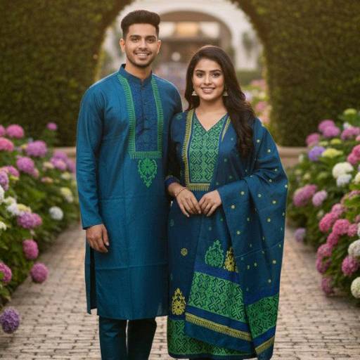 Panjabi Three Piece Couple Set