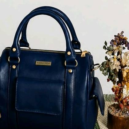 Leather Ladies Bag-Blue