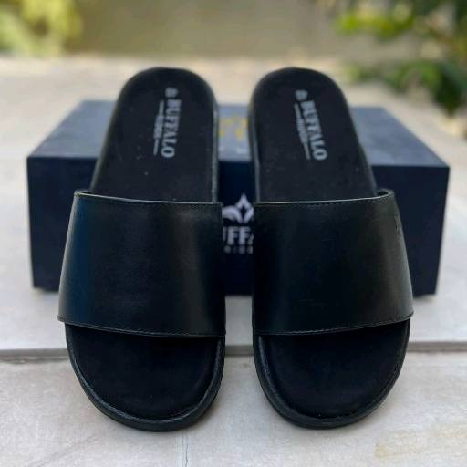 Leather Slice Sandel-Black