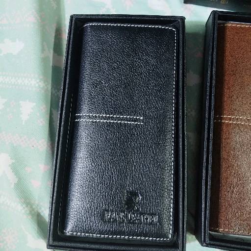 Leather Long Men's Money Bag-Black