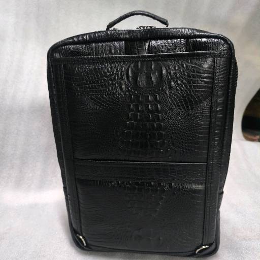 Leather backpack black-crocodile