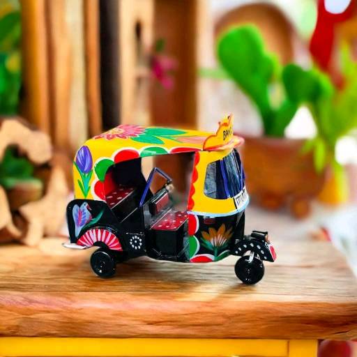 Handmade Wooden Rickshaw Decorative Showpiece