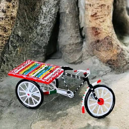 Handmade Wooden Rickshaw Van Showpiece