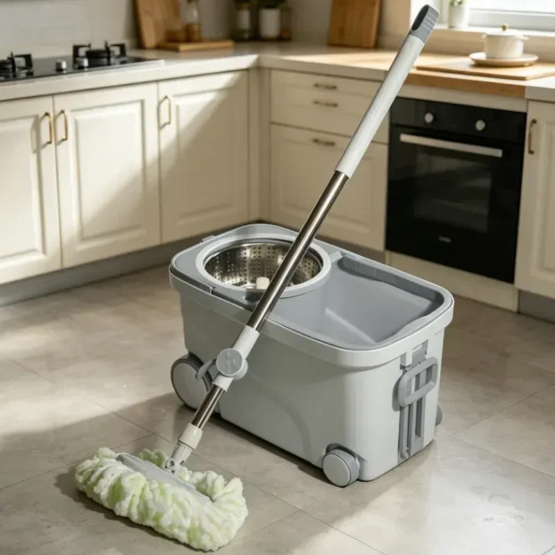 360° Spin Mop Bucket Set with 4 Wheels | Floor Cleaning Mop with Removable Basket