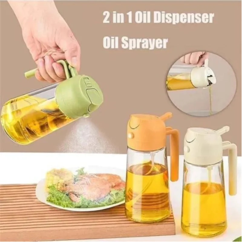 2-in-1 Premium Glass Oil Sprayer and Dispenser Bottle 470ml