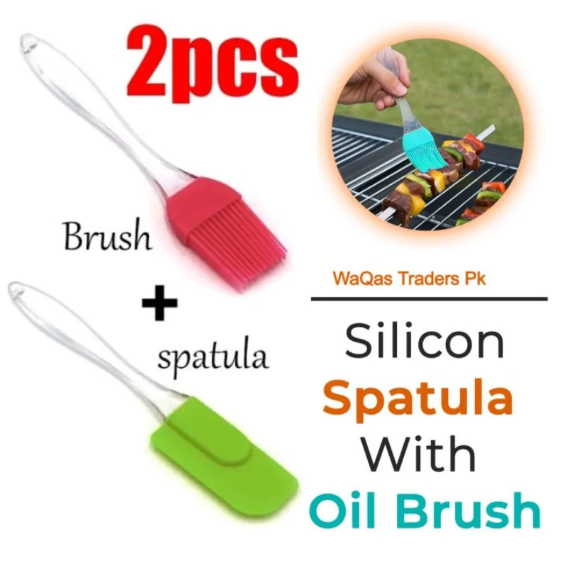 2 PCS Silicone Spoon & Oil Cake Brush Set – Non-Stick Cooking Tools