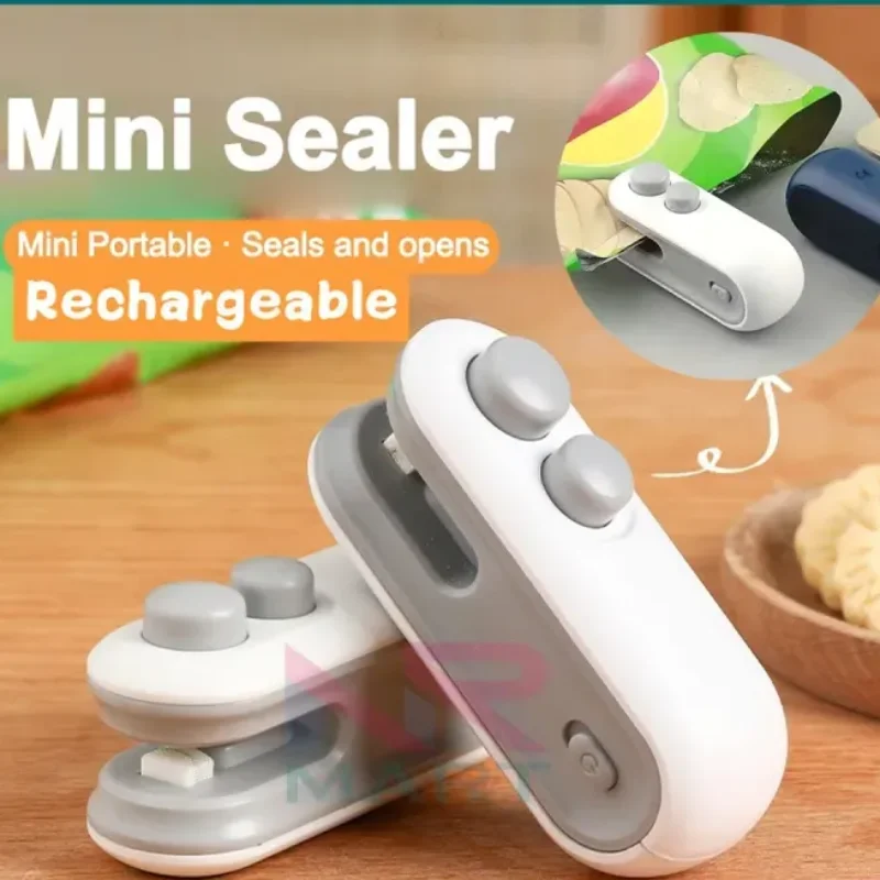 Rechargeable Mini Bag Sealer, 2-In-1 Heat Sealer with Cutter for Chip Bags