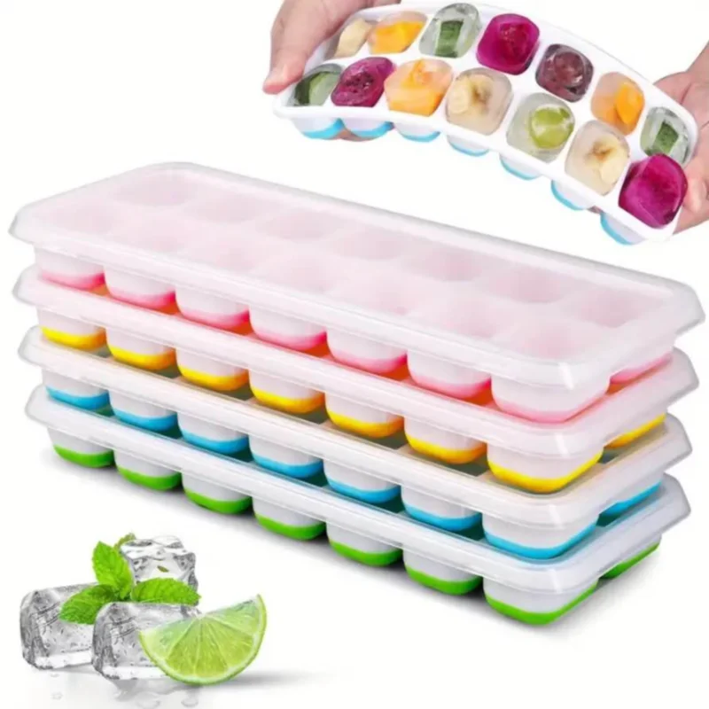 14-Grid Silicone Ice Cube Tray Mold - Non-Toxic & Durable (Multicolor)