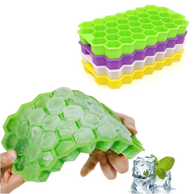 Durable Silicone Ice Cube Tray Mold – 37 Cavities, Honeycomb Shape, Stackable